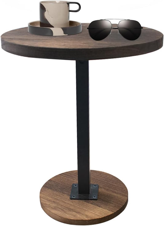 Small Side End Table, Adjustable Height and 360° Swivel Drink Desk for Small and Narrow Space, 11.7 Inch Diameter Rustic Round Table for Bar, Cafe, Living Room Sofa, Bedroom Nightstand