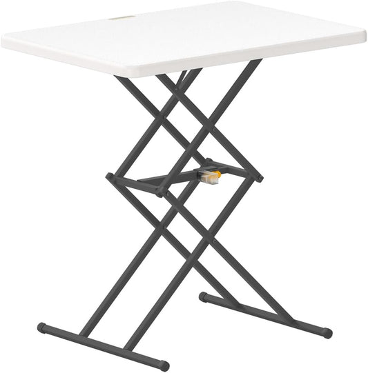FanttikOutdoor Small Folding Table Quick Adjust 3 Heights, TV Tray, Dining | 2-Second One-Handed Adjustable Height, Foldable Laptop Desk, 3.2" Folded, No Assembly, 28 inch, 1 Pack, White Zeta X1 Pro