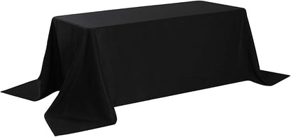 Rectangle Tablecloth 90x156 inch Washable Polyester Fabric Table Cloth for Wedding Party Dining Banquet Decoration（90x156, Black）
