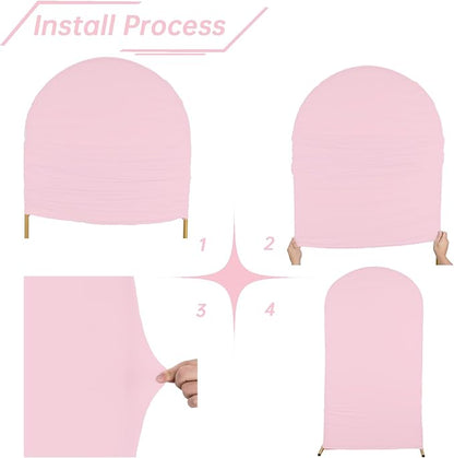 bricia Wedding Arch Backdrop Stand Cover, 7.2FT Double Sided Stretchy Arch Cover Fitted Wedding Birthday Party Banquet Decoration (Pink 86.4''Lx48''W)