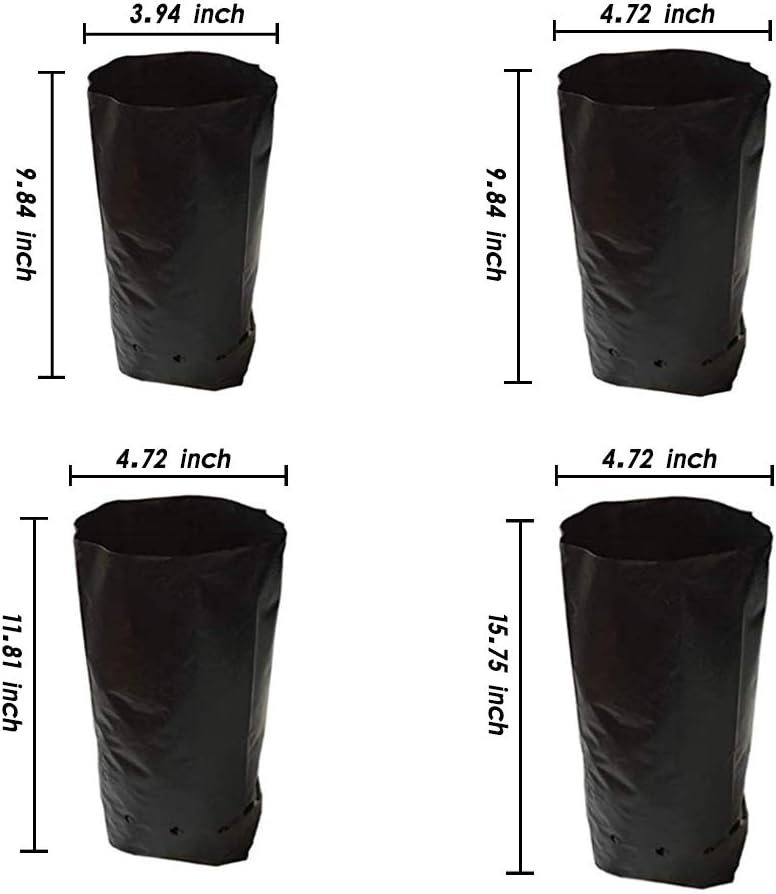 100 PCS Thicken Plastic Nursery Bags for Plants Fruit Flower Grow Bags Seedling Pots (7.87x15.75 in)