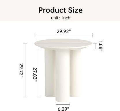 Small Round Dining Table, 30" Circle Kitchen Table with 3 Legs, Modern White Accent Table for Kitchen, Dining Room, Home Office and Living Room