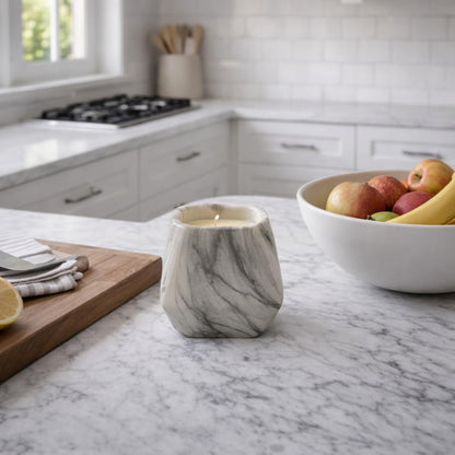 Marbled Prism Bowl Candle in Grey, 10 Oz by Aria Home