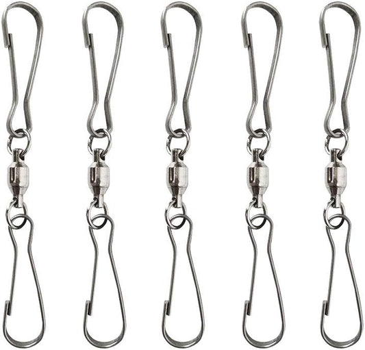 5pcs Extra Large Smooth Spinning Dual Clip Swivels Wind Spinner Hangers Spiral Tails Twisters Wind Socks, for Spinning windsocks and Any Kites, Flower pots, Plants, Bird feeders, Solar Lights, Flags