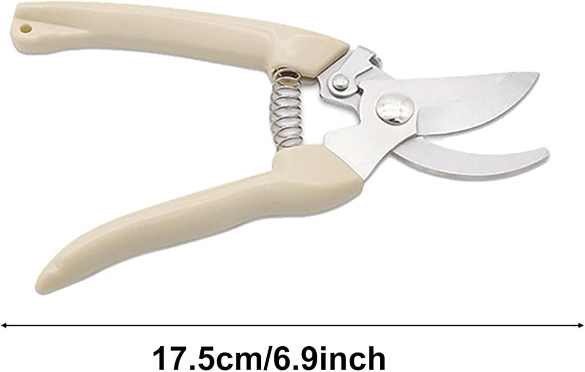 Garden Flower Shears Pruning Shears 6.9 inches Scissors Heavy Duty Plant Scissors for Cutting Flowers, Trimming Plants, Bonsai, Fruits Picking (White Handle)