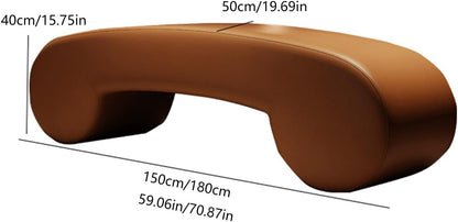 Modern Faux Leather Bench, Creativity Bedroom Benches Footrest Stool, for End of Bed, Indoor for Entryway Living Room Entryway(Brown,180 * 50 * 40cm)