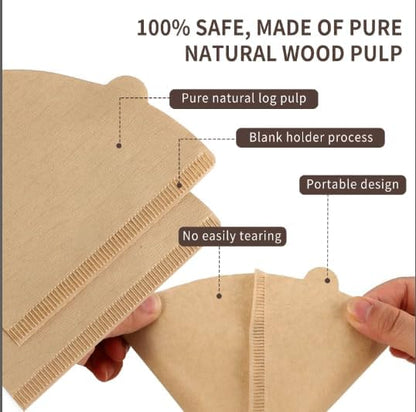 V60 Coffee Filters, 300 Count Size 02 Pour Over Coffee Filter, 1-4 Cups Disposable Cone Paper Coffee Filters 2， Compatible with Conical Shaped Dripper and Drip Coffee Maker (Natural)