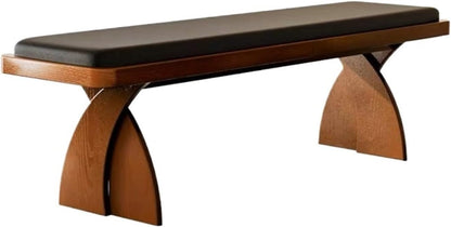 Modern Wooden Long Bench at The Foot of The Bed in The Bedroom Dressing Room or Home Use Leather Shoe Changing Entryway(Large)