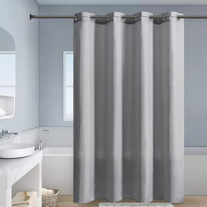 Furlinic No Hook Stall Shower Curtain,Light Grey,36" Wide Waterproof Polyester Fabric Bathroom Curtains,Hotel Style with 4 Built-in Grommets,Machine Washable,36x72 Inch