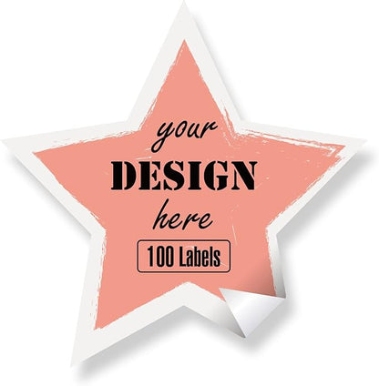 Custom Stickers Personalized Labels - Customized Stickers with Any Design Image Logo Text,Custom Thank You Label Stickers,Custom Stickers for Business Logo,100 Labels (Star,3.5"x3.5")