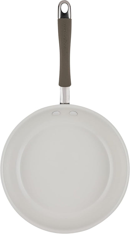 Rachael Ray Cucina Ceramic Cookware Set - 13 Pieces - Ceramic Pots and Pans Set w/Nonstick Frying Pans, Saute Pan, Saucepans, Stockpot, Lids, Pan Protectors & Cooking Utensils - Almond