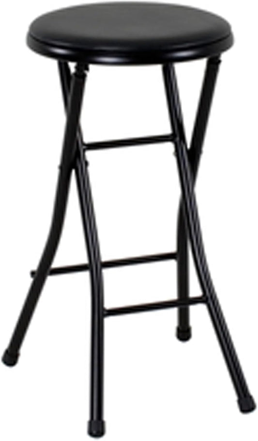 24" Vinyl Padded Folding Stool, Black