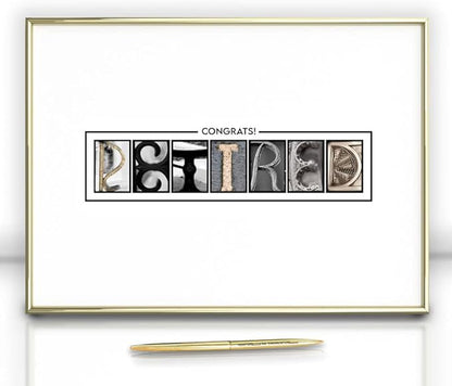 Framed Gold Retirement Decorations Guest Book for Men - 12"x16" Large Sign Poster including Gold Pen & Acrylic Glass - Retired Party favors, Table Centerpieces Plaque