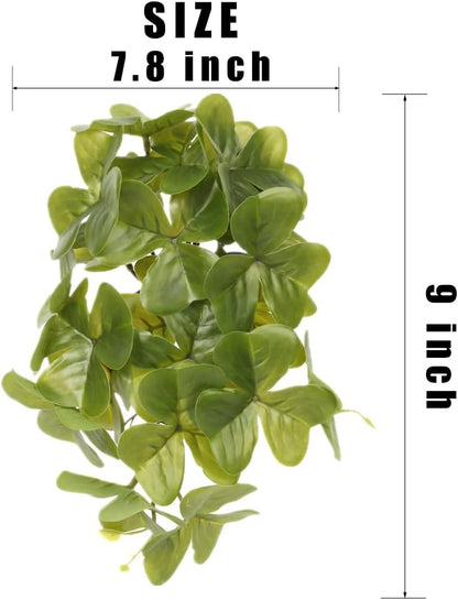 Reptile Plants for Terrarium, Amphibian Habitat Decor Artificial Hanging Plants with Suction Cup - Fake Shamrock