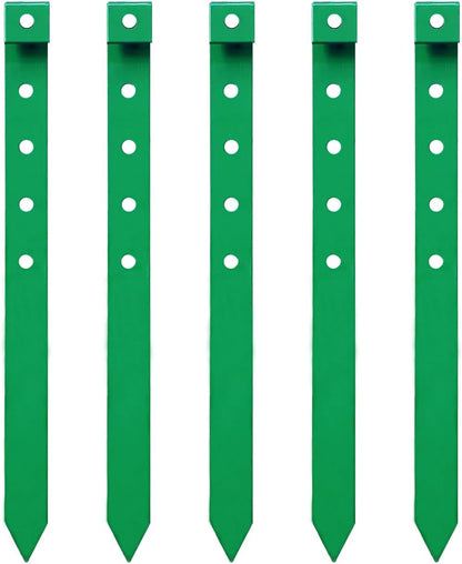 24Pcs Metal Garden Landscape Edging Stakes Green,10in anchoring Stakes Landscape Anchoring Spikes for Terrace Board, Garden Liner, Landscape Edging Coil,Bender Board,Grass Barrier