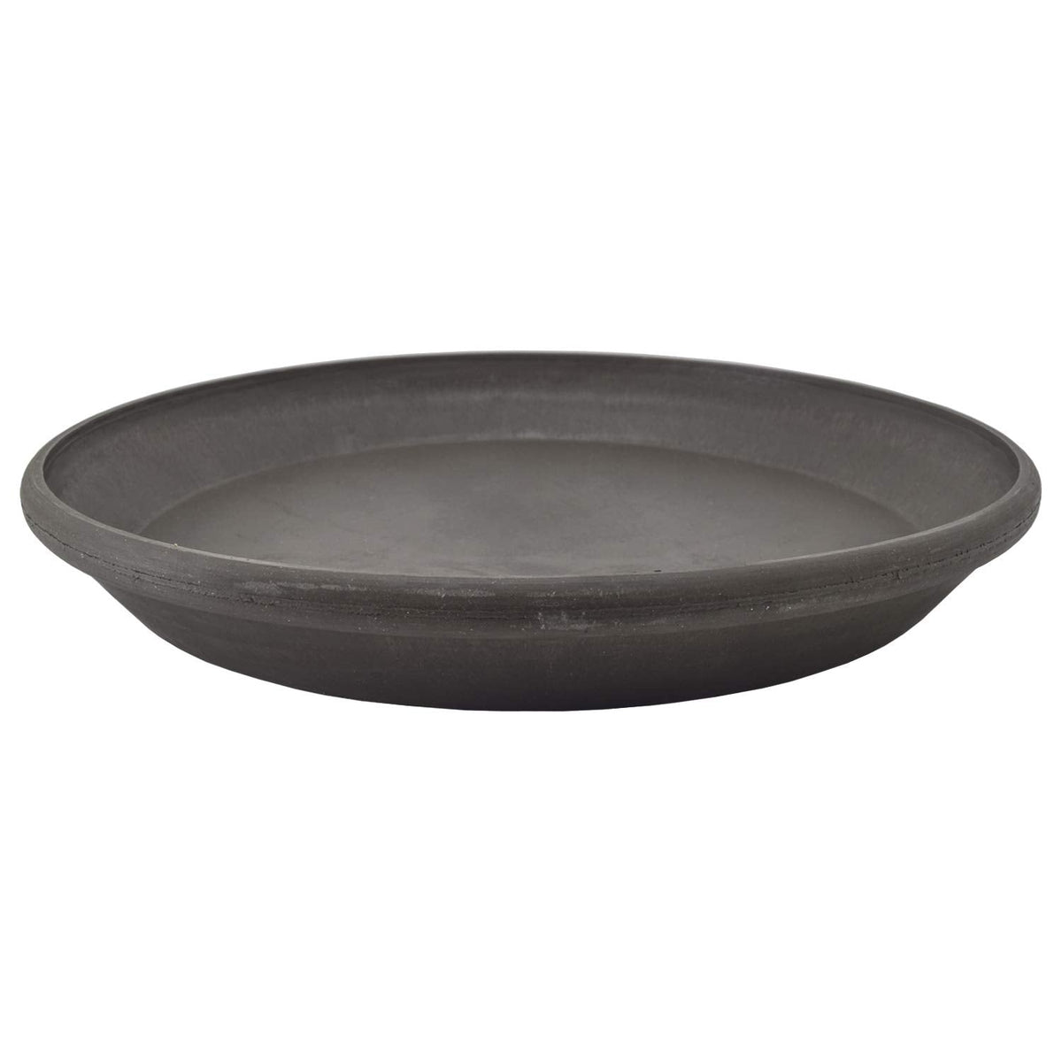 PSW Pot Collection AP35DC 14-inch Plastic/Stone/Wood Composite Plant Saucer Drip Tray – No Drainage Hole (Drillable), Indoor/Outer Water Tray, Dark Charcoal