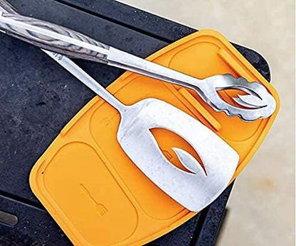 Ignite Grilling Trivet – 100% Non-Slip Silicone BBQ Mat – Reusable Tool Holder for Tongs, Spatula & Basting Brush – Keeps Grill Clean & Organized – Easy to Wash