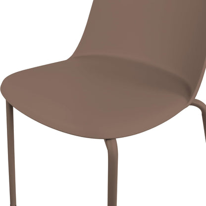 2xhome Set of 2 Modern Stackable Armless Dining Chairs | Plastic Shell Seat with Metal Legs | Indoor or Outdoor Use | Home Kitchen Patio, Brown
