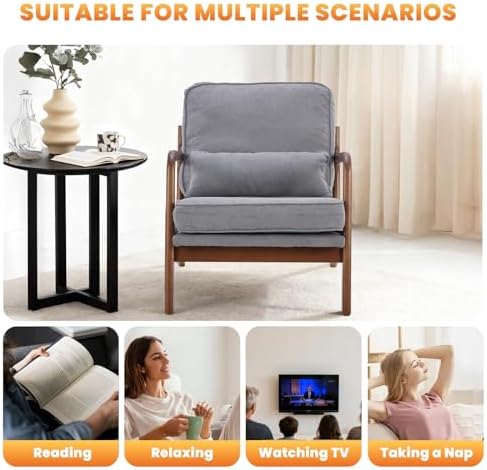 DUMOS Mid Century Modern Accent Chair, 16'' Seat Height Cozy Lounge Chair
