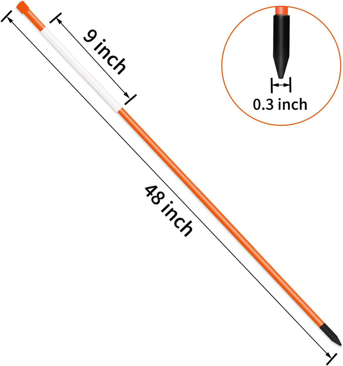Driveway Markers Snow Stakes 48 inch Orange Plow Stakes Reflective Fiberglass, Pack of 100 for Parking Lots, Walkways