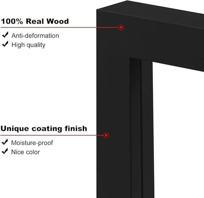 KINLINK A4 Picture Frame, Black Solid Wood Frames with Acrylic Plexiglass for Pictures A5 with Mat or A4 without Mat, Tabletop and Wall Mounting Display 4 Pack