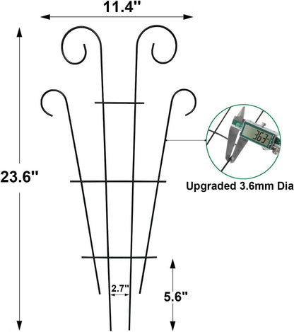 4 Pack 23'' Metal Garden Trellis for Climbing Plants Outdoor, Indoor Plant Trellis Support for Potted Plants, Rustproof Pot Trellis for Houseplant Flower Vines Ivy, Wave Shape, Black