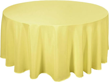 Efavormart Round Tablecloth, 120 Inch Stain & Wrinkle Resistant Washable Table Cloth, Decorative Polyester Fabric Table Cover for Banquet, Wedding, Dining - Yellow