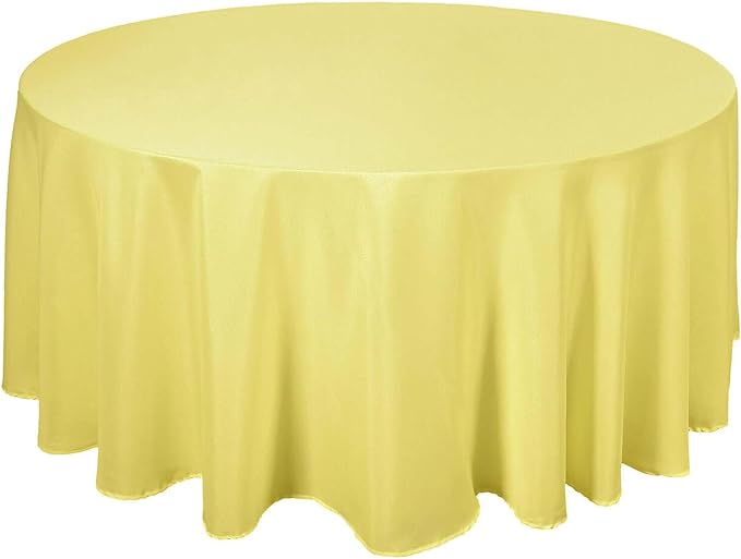 Efavormart Round Tablecloth, 120 Inch Stain & Wrinkle Resistant Washable Table Cloth, Decorative Polyester Fabric Table Cover for Banquet, Wedding, Dining - Yellow