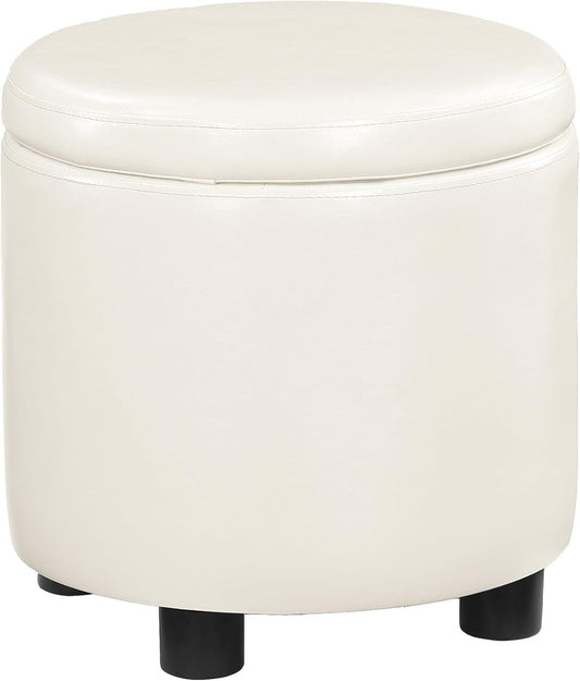 Designs4Comfort Round Accent Storage Ottoman with Reversible Tray Lid