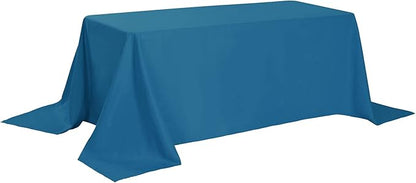Rectangle Tablecloth 90x132 inch Washable Polyester Fabric Table Cloth for Wedding Party Dining Banquet Decoration（90x132, Mediterranean Blue）