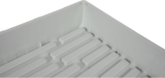 SUNPACK 10" x 20" Mega Plastic Seed Starting Tray, White, 2.5" - No Drainage Holes, Ideal for Greenhouses or Indoor Gardening - Made of Thick, Strong Plastic