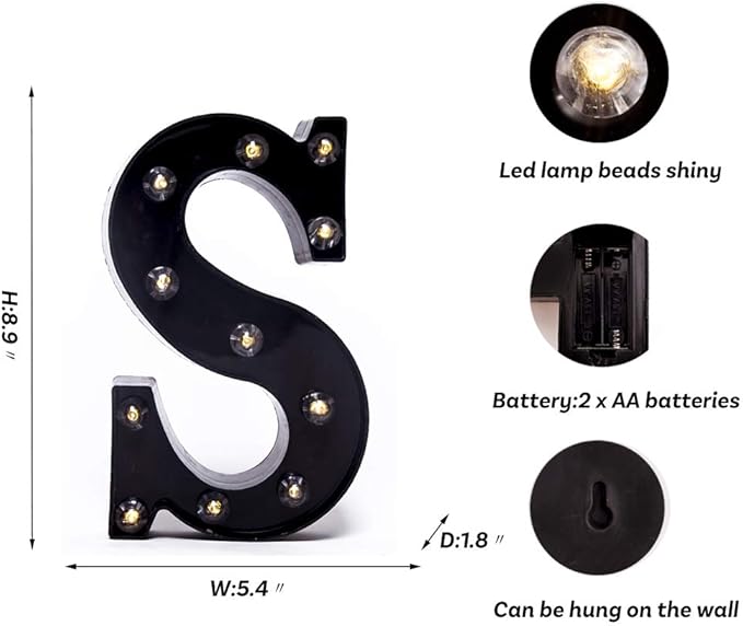 Foaky Black LED Marquee Number Lights Sign Light Up Marquee Number Lights Sign for Night Light Wedding Birthday Party Battery Powered Christmas Lamp Home Bar Decoration