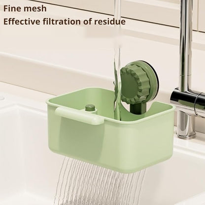 Kitchen Sink Strainer Drainer Basket with Suction Cup,Food Waste Filter Basket,Sponge Brush Holder for Kit-chen Home,Efficient Kitchen Waste Management (Green)