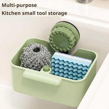 Kitchen Sink Strainer Drainer Basket with Suction Cup,Food Waste Filter Basket,Sponge Brush Holder for Kit-chen Home,Efficient Kitchen Waste Management (Green)