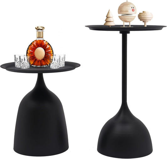 Bacocoo Round Side Table Set of 2, Metal End Tables Matte Black - 16.9" & 23.6" Height Modern Nesting Tables for Living Room, Bedroom, Office Sturdy.(Iron, Easy Assembly)
