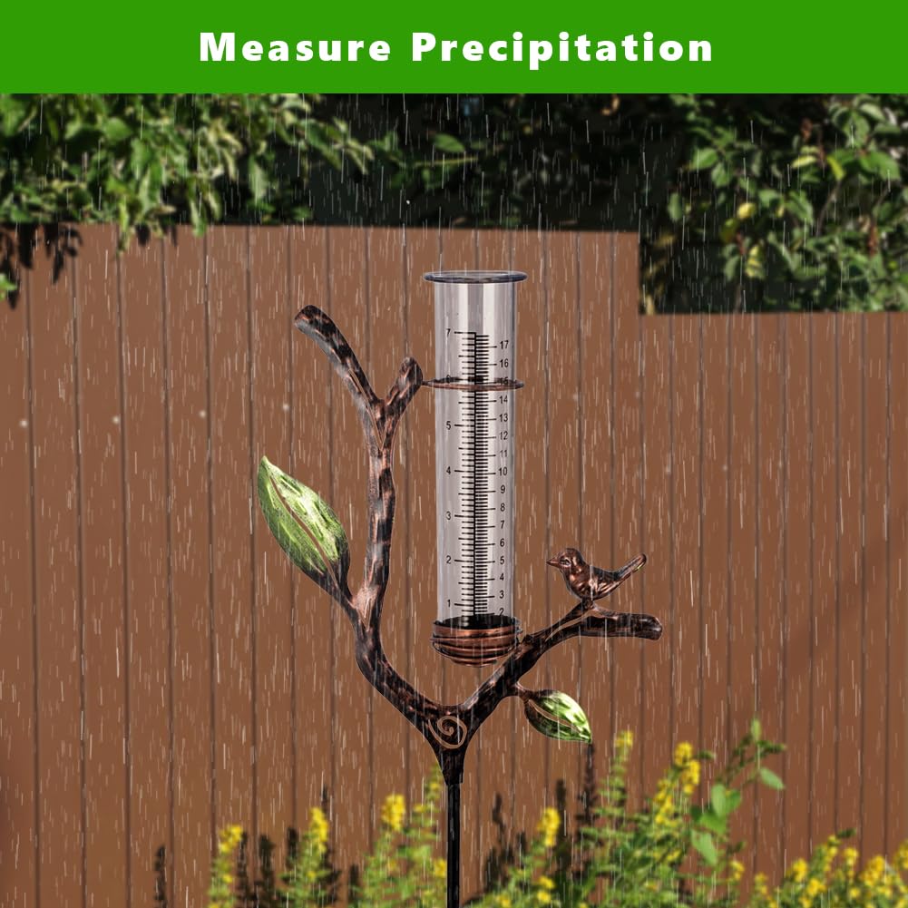 viterlight Rain Gauge Outdoor, Metal Rain Gauge with Stake