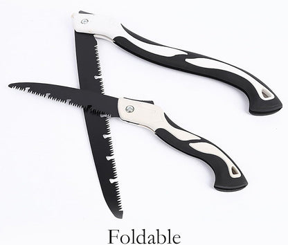 Folding Saw with Rubber Handle, 18.5 Inch Manganese Steel SK-5 Blade Pruning Saw for Hunting, Gardening, Camping and Trimming (blade 25cm)