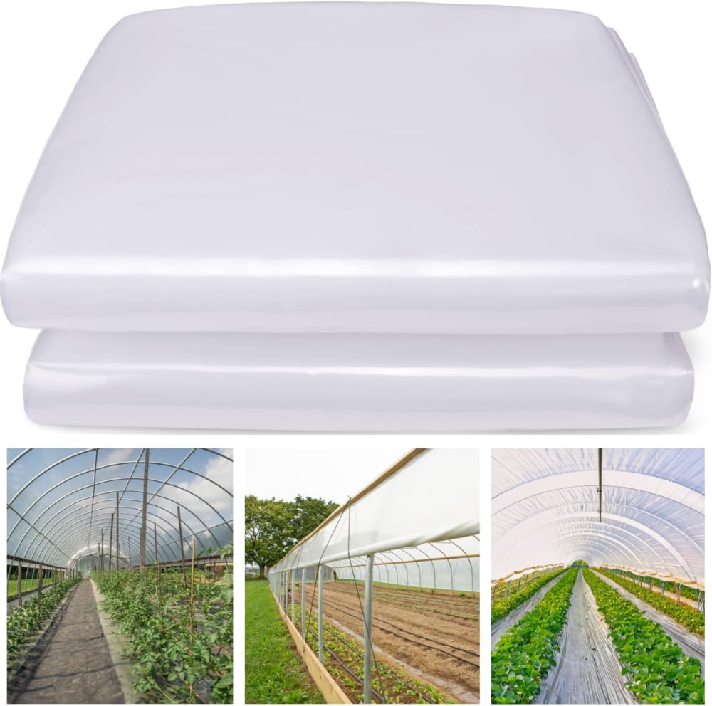 Farm Plastic Supply - Clear Greenhouse Plastic Sheeting - 6 mil - 4 Year UV Resistant Polyethylene Greenhouse Film, Replacement Cover, Hoop House Green House Cover for Gardening, Farming (12' x 50')