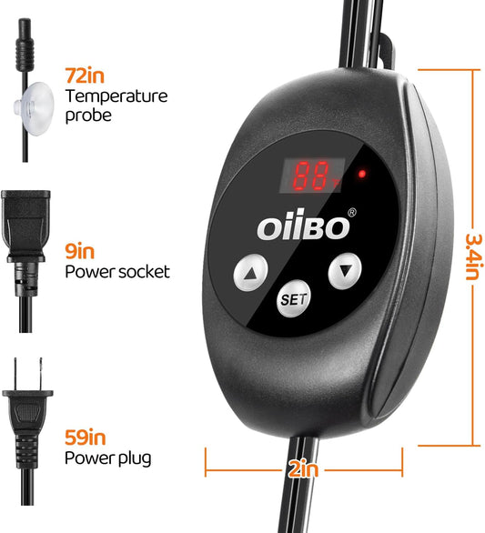 Oiibo Reptile Dimming Thermostat Heat Lamp Temperature Controller, Light Bulb Thermostat with Memory Function, Thermostat for Seed Germination & Heaters