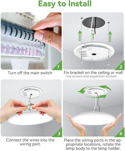 zemty 12Pack 12 Inch LED Flush Mount Ceiling Light, Super Slim 28W 3200lm LED Ceiling Light, 3 Color Temperature in One 3000k/4500k/6000K Round Light Fixture for Bedroom, Kitchen, Dining Room (White)