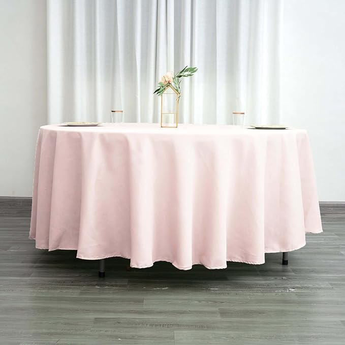 Efavormart Round Tablecloth, 108 Inch Stain & Wrinkle Resistant Washable Table Cloth, Decorative Polyester Fabric Table Cover for Banquet, Wedding, Dining- Blush