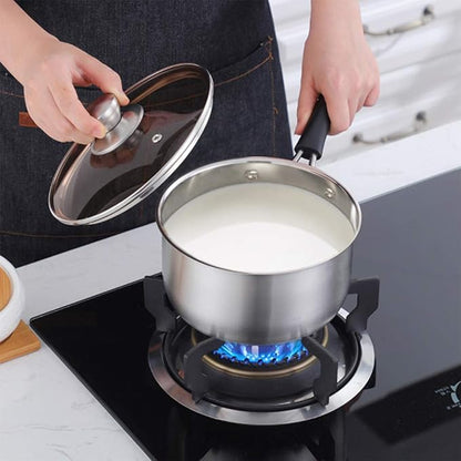 P&P CHEF 2QT Saucepan with Lid, Stainless Steel Saucepan, Small Sauce Pan for Kitchen Cooking Soup/Milk/Eggs/Noodles, Visible Glass lid & Bakelite Heat-Proof Handles, Dishwasher Safe & Healthy