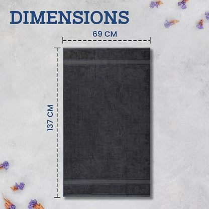 Casa Lino Charcoal Black Bath Towels Set of 4 (54" x 27") - Large Bathroom Towel Set - 100% Cotton Towels for Bathroom - Highly Absorbent & Quick Dry Bath Towel Multipack - New Apartment Essentials