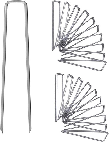 12 Inch Galvanized Garden Landscape Staples Stakes, 25 50 100 PCS Anti-Rust Garden Staples U-Shaped Landscape Pins for Secure Lawn Fabric (25, 12 Inch)