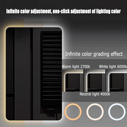 Bathroom Mirror with LED Lights, Backlit Illuminated Bathroom Mirror Wall Mounted Multifunction Vanity Mirror with 3 LED Light Color Dimmable and Demister Pad,(A,H40*W60CM/H15.7*W23.6IN)