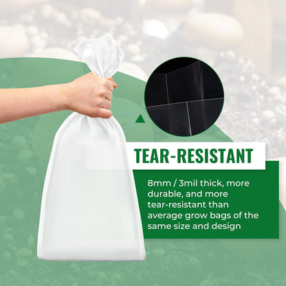 20 Packs 6 Mil Mushroom Grow Bags with Self Healing Injection Port, Thick Spawn Bags 5.5" X 9.8" X 25.6" with 0.2 Micron Filter Breathable Autoclavable Durable Tear-Resistant