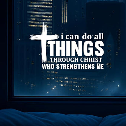 I Can Do All Things Through Christ Vinyl Decal 7x4.5in – Bible Verse Sticker Philippians 4:13 – Christian Waterproof Removable Car Laptop Window Sticker – Faith Gift for Believers