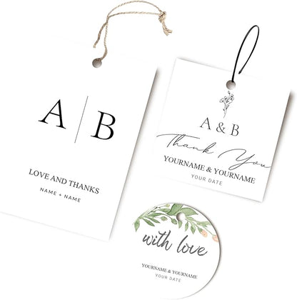 Custom Gift Tags for Wedding Favors - Personalized Thank You Hang Tags for Wedding Bridal Shower