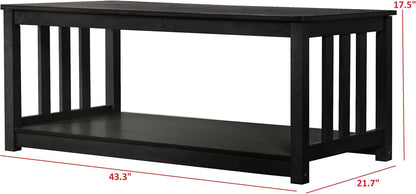 HOME DESIGN Ottawa 3 Piece Coffee Table Set with 2 End Tables and Lower Shelf Storage, Black