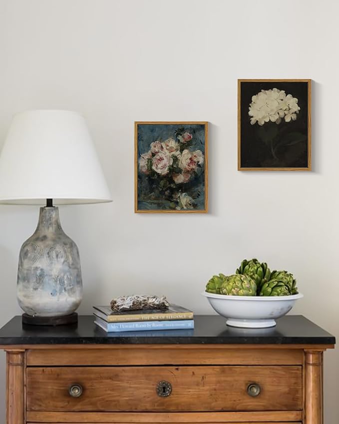 InSimSea Framed Wall Art for Living Room Roses in Vase Canvas Flower Art Home Valentine Decor Boho Wall Pictures Vintage Botanical Art Mid Century Floral Wall Decor Farmhouse Kitchen Bathroom 8x10in